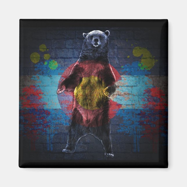 Graffiti Colorado-Fahnen-Bärenkurz Magnet (Vorne)