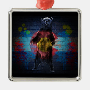 Graffiti Colorado Fahnengrunge Bärenschmuck Silbernes Ornament