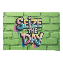 Graffiti Colorful Text Saying Seize The Day Kissenbezug