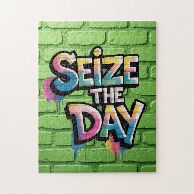 Graffiti Colorful Text Saying Seize The Day Puzzle (Vertikal)