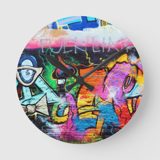 Graffiti Colors Art Malerei Runde Wanduhr (Vorderseite)