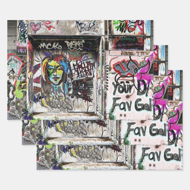 Graffiti Cool Decorative Urban Street Grunge Art Geschenkpapier Set (Set)