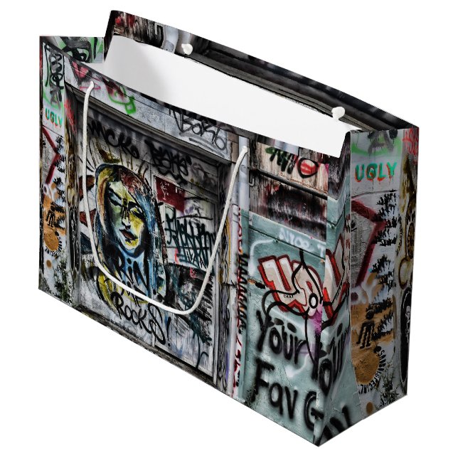 Graffiti Cool Modern Urban Street Art Große Geschenktüte (Vorderseite Schrägansicht)