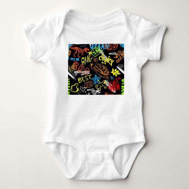 Graffiti der Jungen: Handgezeichnete Kühle Baby Strampler (Vorderseite)