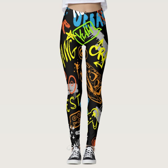Graffiti der Jungen: Handgezeichnete Kühle Leggings (Vorderseite)