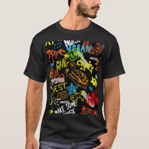 Graffiti der Jungen: Handgezeichnete Kühle T-Shirt