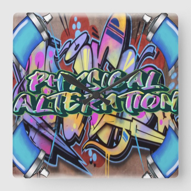 Graffiti der Wall-Uhr Quadratische Wanduhr (Vorderseite)