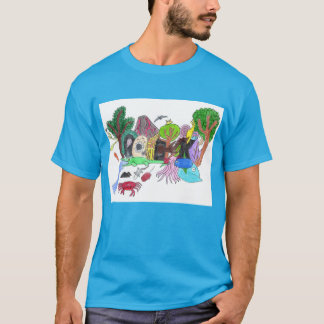 Graffiti Design #1 ROCK in Farbe auf hellblau T-Shirt