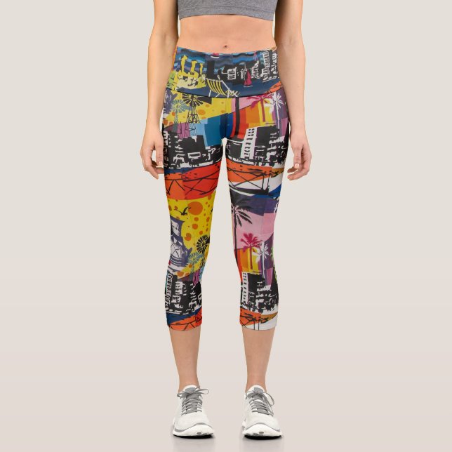 Graffiti Design Capri Leggings (Vorderseite)