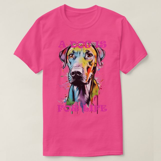 Graffiti Dog Portrait Ein Hund ist für Leben 2 T-Shirt (Design vorne)