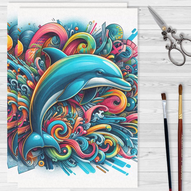 Graffiti Dolphin Rainbow of Colors Decoupage Seidenpapier (Von Creator hochgeladen)