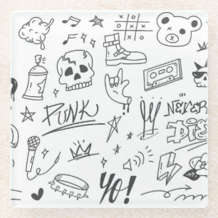 Graffiti Doodles: Punk Music Scribble Glasuntersetzer