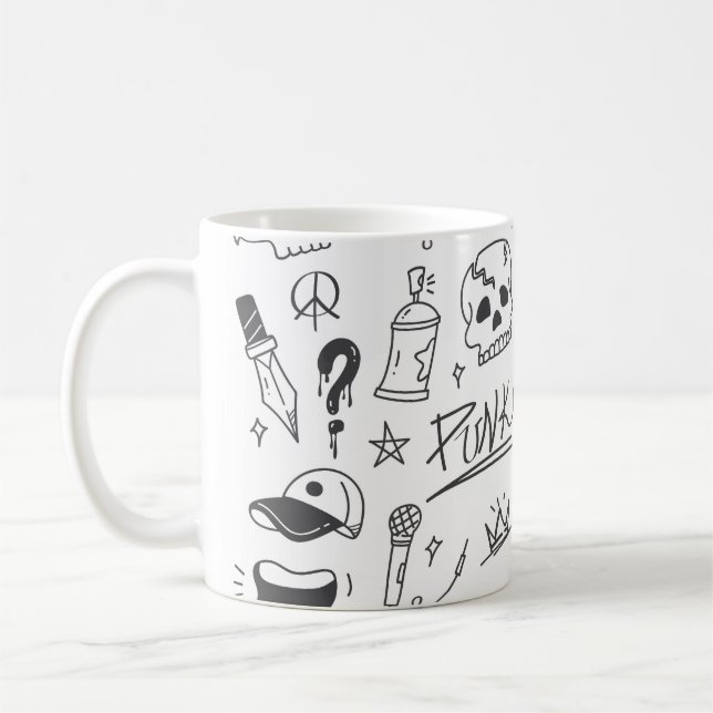 Graffiti Doodles: Punk Music Scribble Kaffeetasse (Links)
