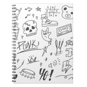 Graffiti Doodles: Punk Music Scribble Notizblock