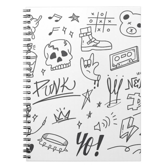 Graffiti Doodles: Punk Music Scribble Notizblock (Vorderseite)