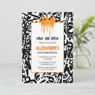 Graffiti-Einladung zum 30. Geburtstag Save the Dat Einladung