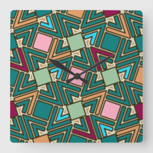 Graffiti-Explosion modernes geometrisches Muster  Quadratische Wanduhr