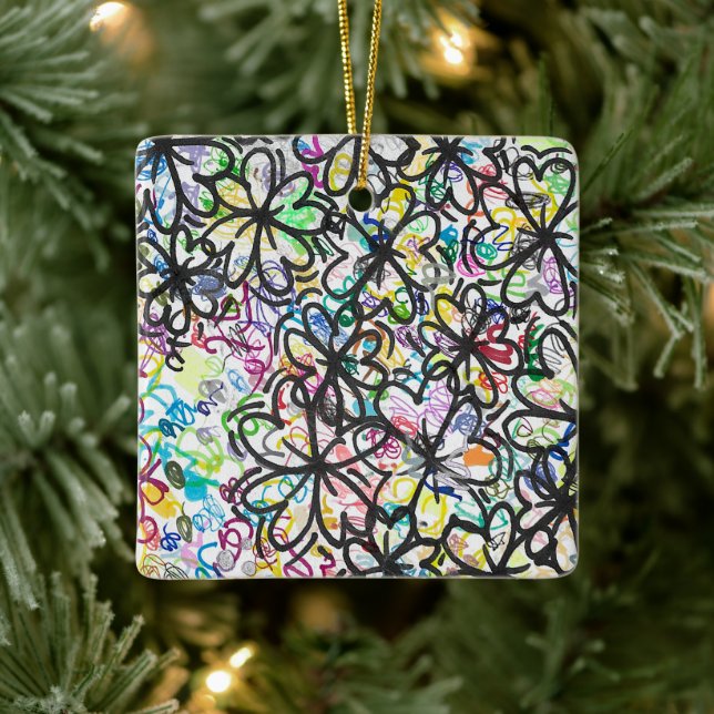 Graffiti Four Leaf Clovers Keramikornament (Baum)