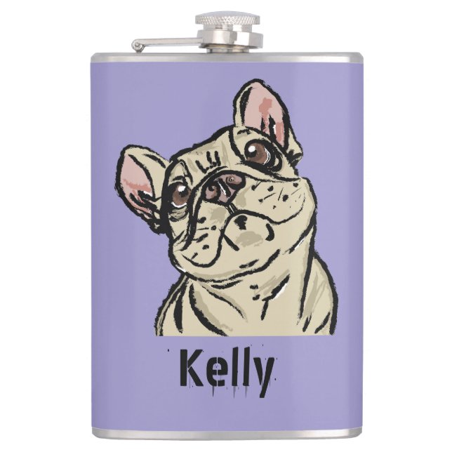 Graffiti Französische Bulldogge Flachmann (Vorderseite)