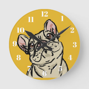 Graffiti Französische Bulldogge Runde Wanduhr