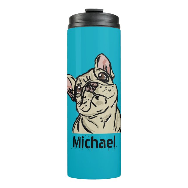 Graffiti French bulldog Thermosbecher (Vorderseite)