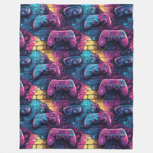 Graffiti GameController Urban Pattern Gamer Zimmer Fleecedecke