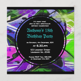 Graffiti-Geburtstags-Einladung Einladung