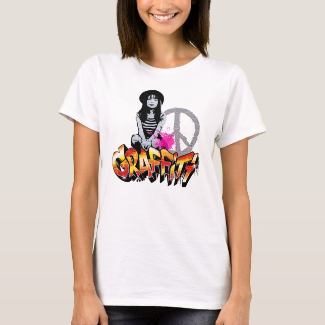 Graffiti Girl: Banksy Inspiriert T-Shirt (Vorderseite)