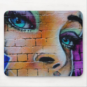 Graffiti Girl Lila Blue Hübsch Eyes Mousepad