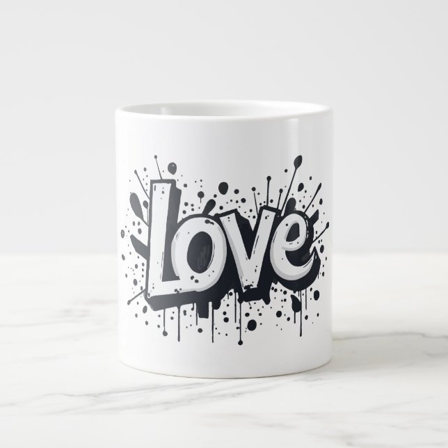 Graffiti Graffiti Monochrome Liebe Tag Jumbo-Tasse (Vorderseite)