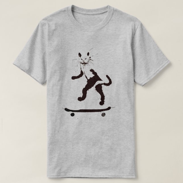Graffiti Graphic Cat Skateboarder T - Shirt (Design vorne)