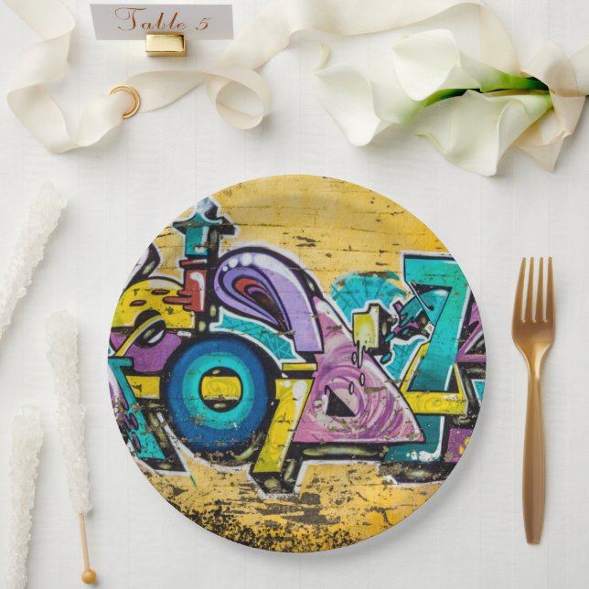 Graffiti, Grundarfjordur, Island Pappteller (Hochzeit)