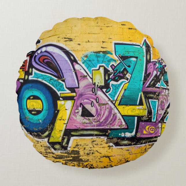 Graffiti, Grundarfjordur, Island Rundes Kissen (Vorderseite)