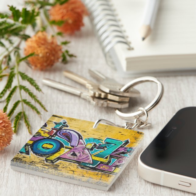 Graffiti, Grundarfjordur, Island Schlüsselanhänger (Vorderseite rechts)