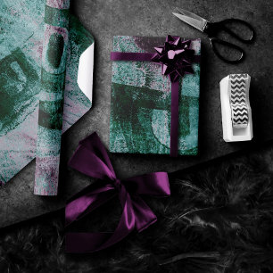 Graffiti Grunge gestrichen Moody Plum Lila Green Geschenkpapier