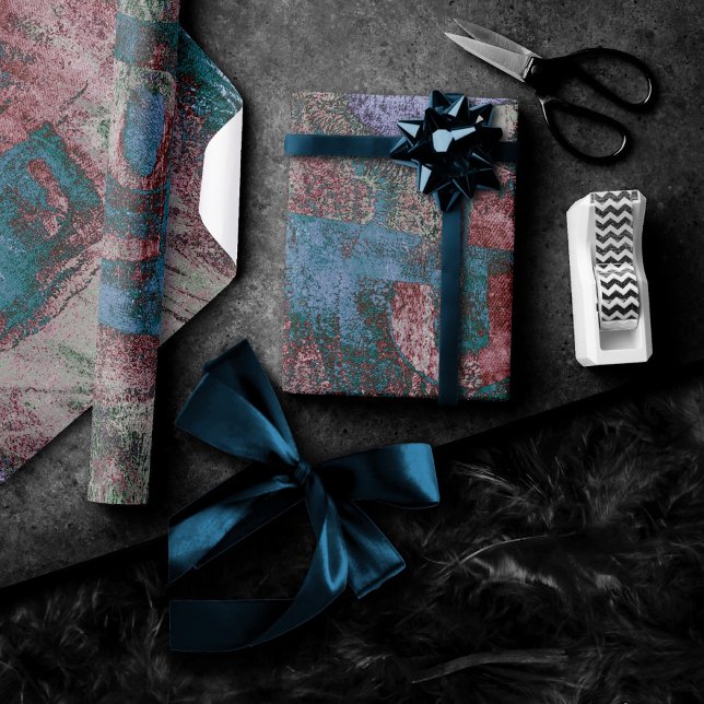 Graffiti Grunge gestrichen | Rost Blue Taupe Geschenkpapier (Von Creator hochgeladen)