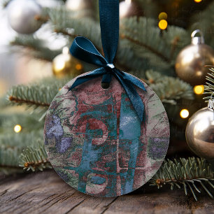 Graffiti Grunge gestrichen Rost Blue Taupe Keramik Ornament