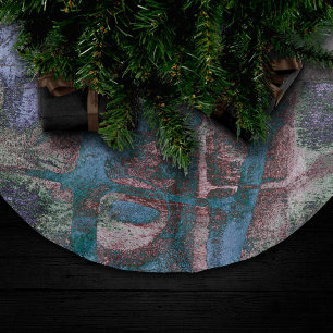 Graffiti Grunge gestrichen   Rost Blue Taupe Polyester Weihnachtsbaumdecke