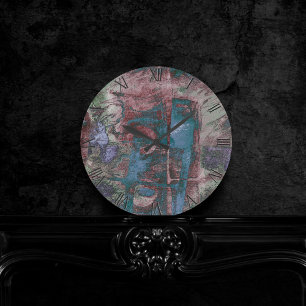 Graffiti Grunge gestrichen Rost Blue Taupe Runde Wanduhr