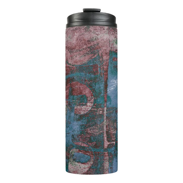 Graffiti Grunge gestrichen | Rost Blue Taupe Thermosbecher (Vorderseite)