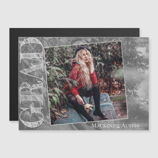 Graffiti Grunge Grad | Abschluss Foto Keepake Magneteinladung (Vorne/Hinten)