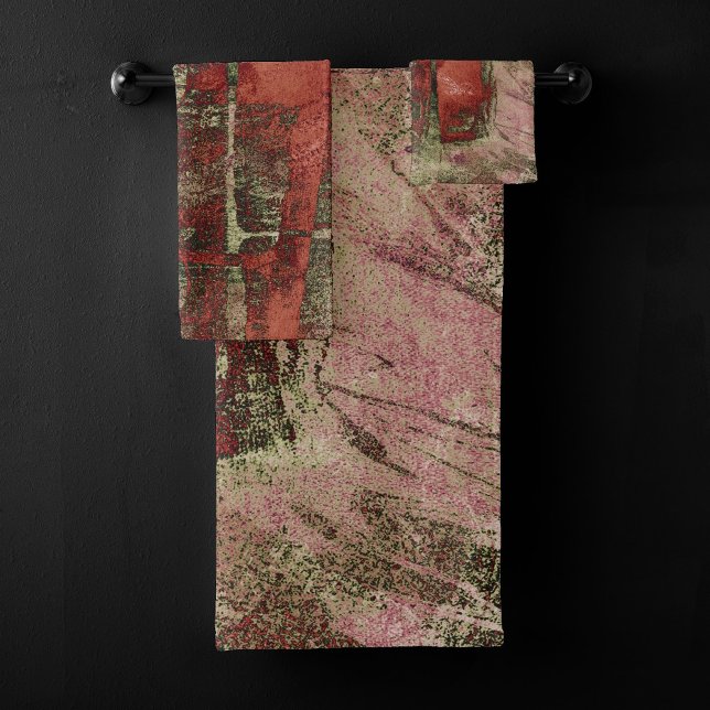 Graffiti Grunge Herbst Roter grüner Rost Rost Badhandtuch Set (Von Creator hochgeladen)