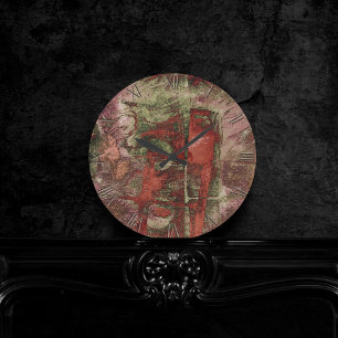 Graffiti Grunge Herbst Roter grüner Rost Rost Runde Wanduhr