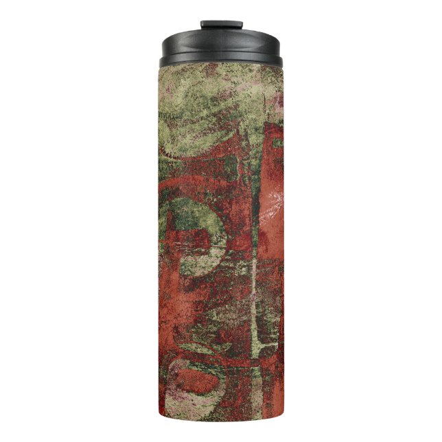 Graffiti Grunge Herbst Roter grüner Rost Rost Thermosbecher (Vorderseite)