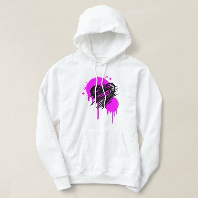 Graffiti Heart Hoodie, Punk Sweatshirt (Design vorne)