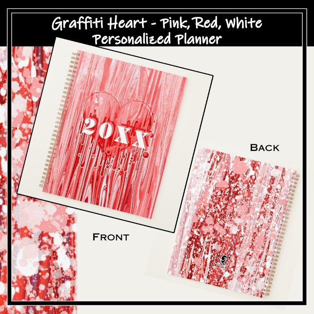 Graffiti Heart Paint Pour Pink & Red Personalisier Planer (Graffiti Heart Paint Pour Pink & Red Personalize Planner
)