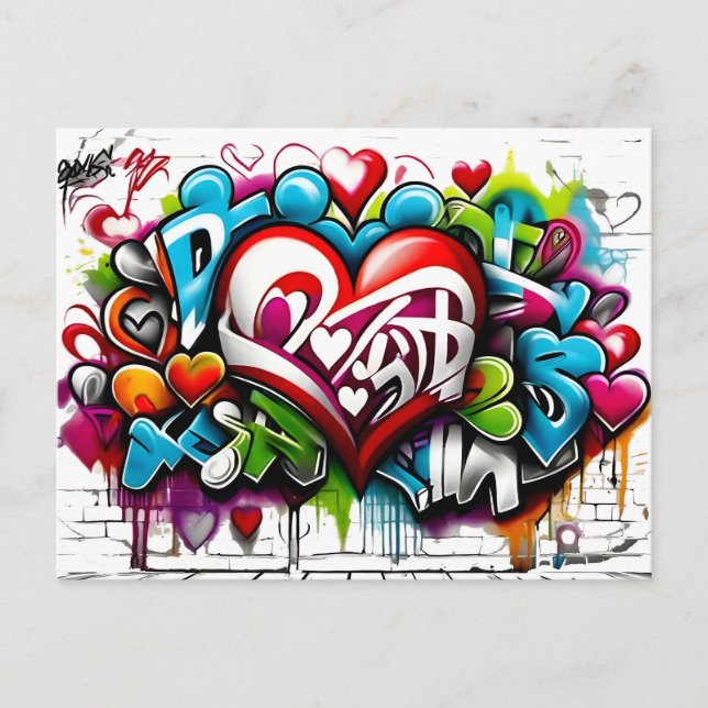Graffiti Hearts # 1 Postkarte (Vorderseite)
