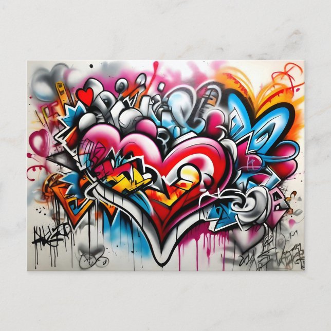 Graffiti Hearts # 5 Postkarte (Vorderseite)