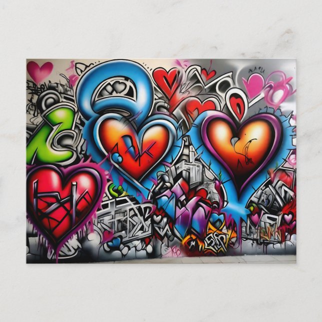 Graffiti Hearts # 8 Postkarte (Vorderseite)