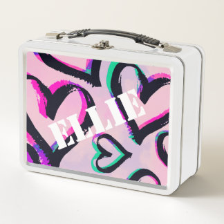 Graffiti Hearts White Lunchbox